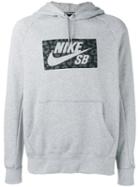 Nike Printed Hoodie, Men's, Size: Medium, Grey, Cotton/polyester