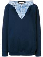 Night Market Denim Detail Patchwork Sweatshirt - Blue