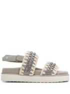 Mou Crystal Embellished Sandals - Grey