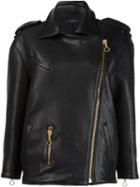 Ellery Oversized Leather Jacket, Women's, Size: 4, Black, Calf Leather
