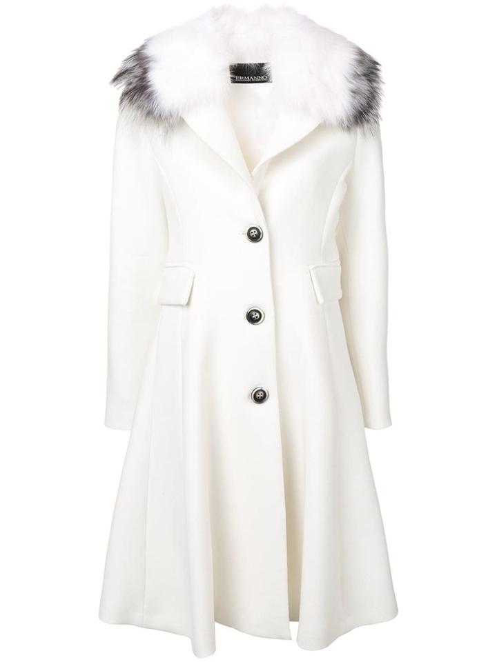 Ermanno Ermanno Fur Trimmed Coat - White