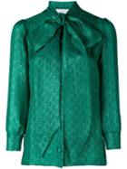 Gucci Logo Scarf Shirt, Women's, Size: 38, Green, Silk/polyester