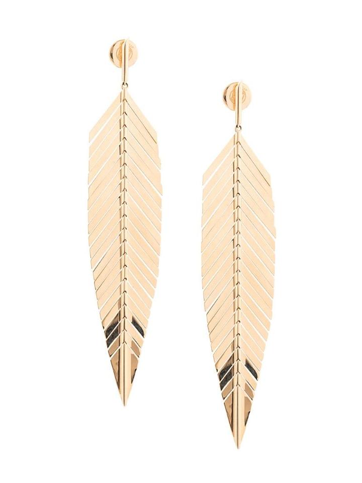 Cadar 18kt Yellow Gold Large Feather Earrings