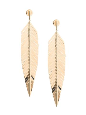 Cadar 18kt Yellow Gold Large Feather Earrings