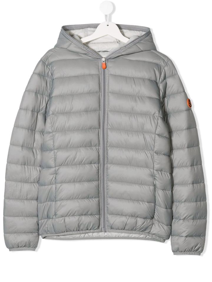Save The Duck Kids Teen Padded Hooded Jacket - Grey