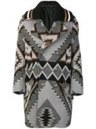 Diesel Black Gold Navajo Pattern Midi Coat - Grey