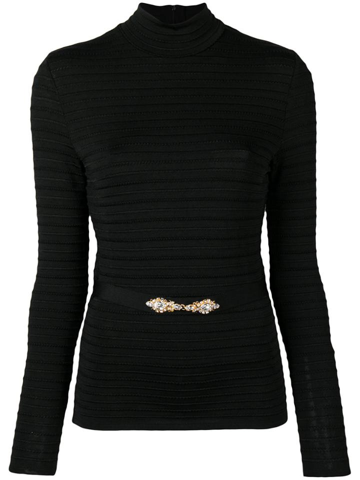 Christian Lacroix Vintage Ribbed Turtleneck Knitted Blouse - Black
