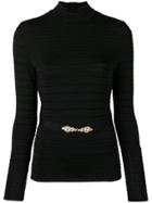 Christian Lacroix Vintage Ribbed Turtleneck Knitted Blouse - Black