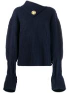 Jw Anderson Ribbed Wool And Cashmere-blend Jumper - Blue