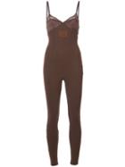 Fenty X Puma - Lace Detail Full Bodysuit - Women - Polyester/spandex/elastane - S, Brown, Polyester/spandex/elastane