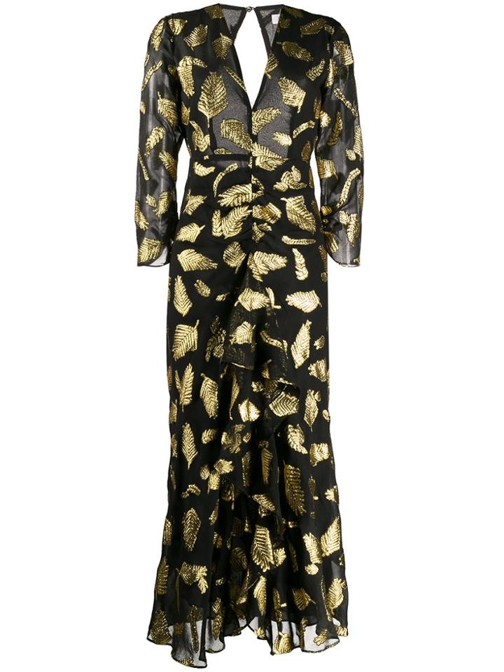 Rixo Rose Sheer Embroidered Dress - Black