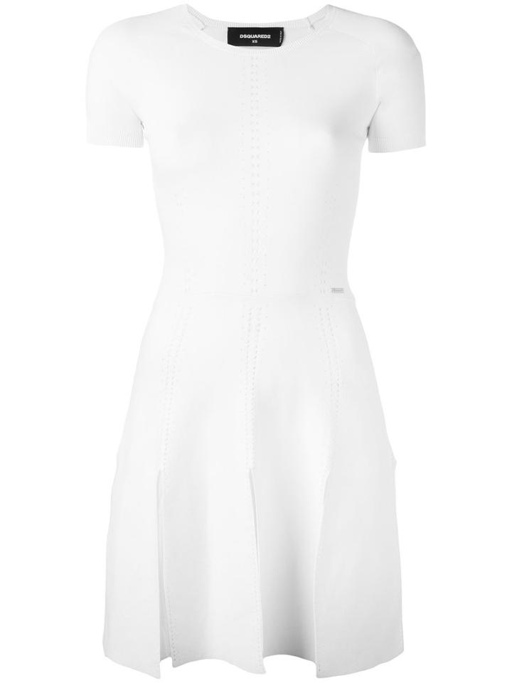 Dsquared2 Knit Detail Dress, Women's, Size: Medium, White, Polyester/viscose/silk