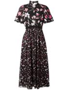Giamba Floral Print Long Dress, Women's, Size: 42, Black, Silk/polyester
