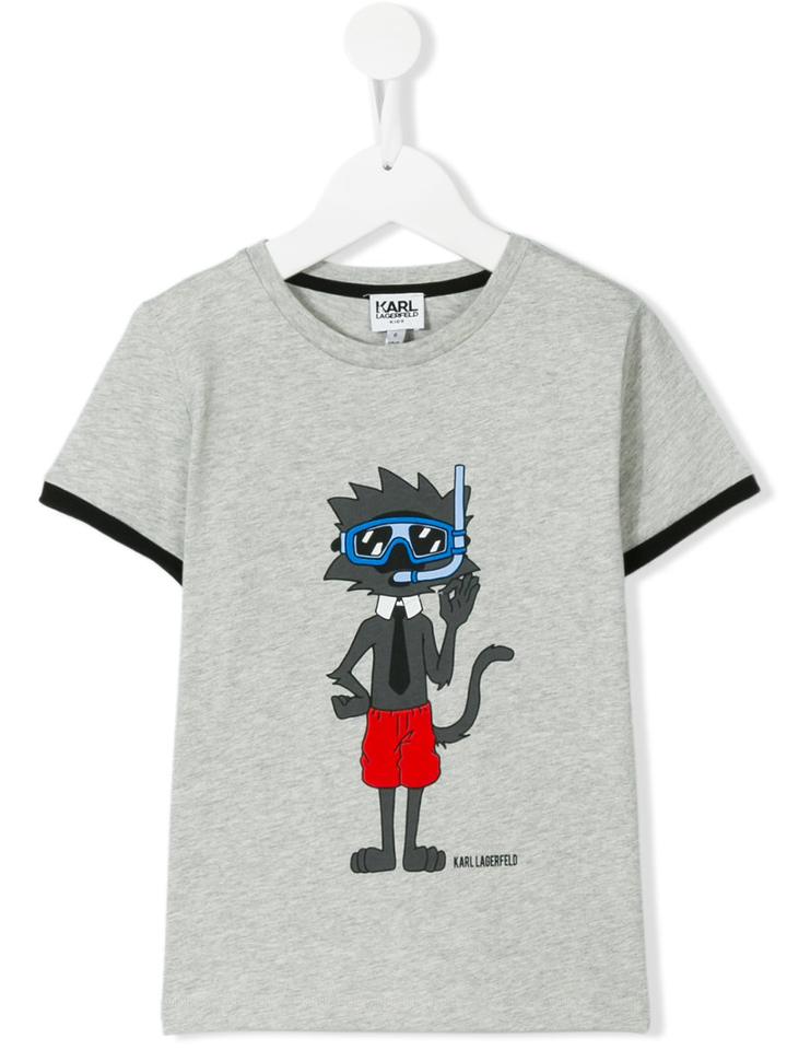 Karl Lagerfeld Kids - Printed T-shirt - Kids - Cotton - 4 Yrs, Grey