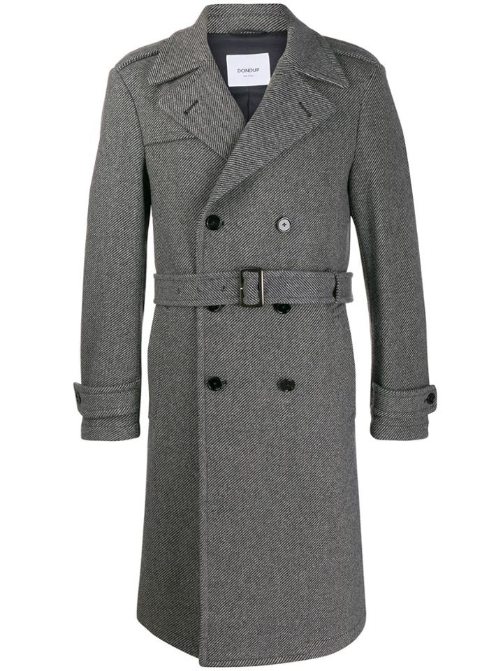 Dondup Striped Trench Coat - Grey