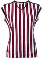 Akane Utsunomiya Frayed Stripe Top, Women's, Size: 38, White, Cotton/nylon/rayon