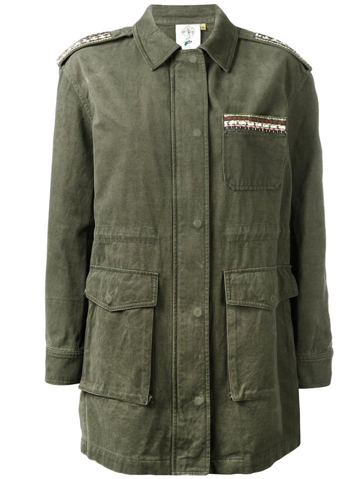 Steve J & Yoni P - Embroidered Patch Shirt - Women - Cotton - S, Women's, Green, Cotton