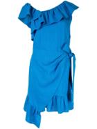 Goen.j Ruffle-trimmed Wrap Dress - Blue