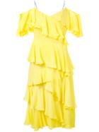 Anna October - Ruffled Dress - Women - Silk - Xs, Yellow/orange, Silk