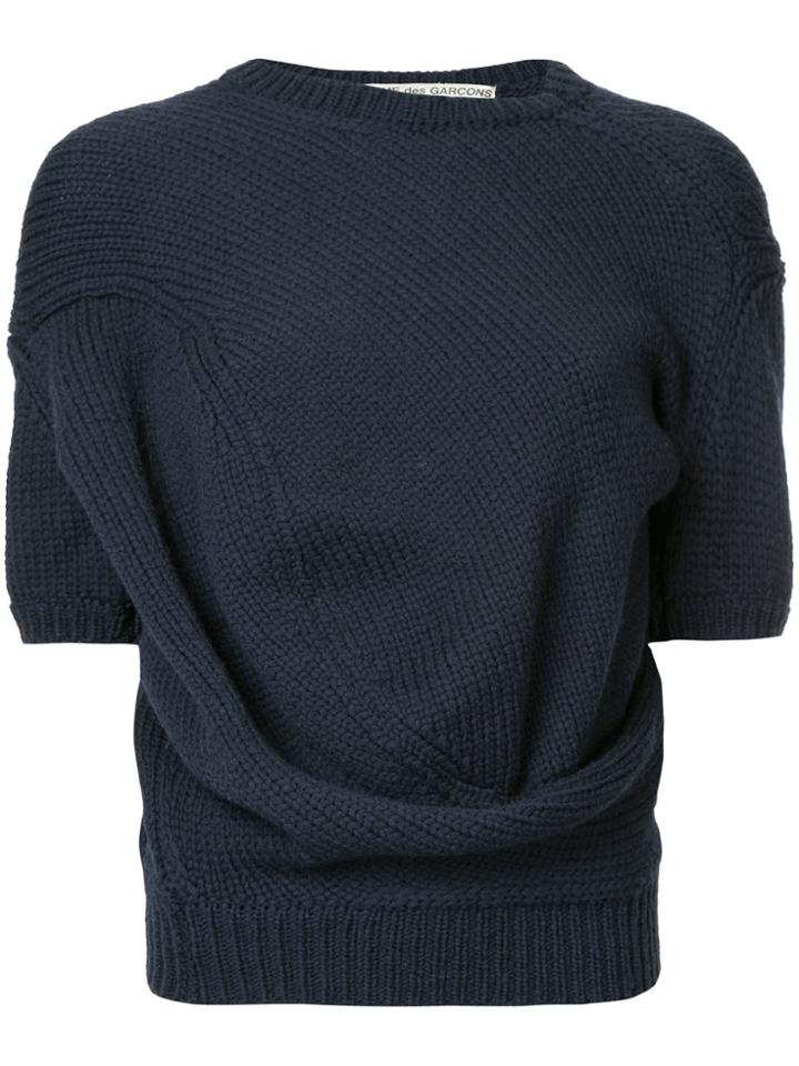 Comme Des Garçons Vintage Cropped Thick Knit Ball Jumper - Blue