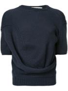 Comme Des Garçons Vintage Cropped Thick Knit Ball Jumper - Blue