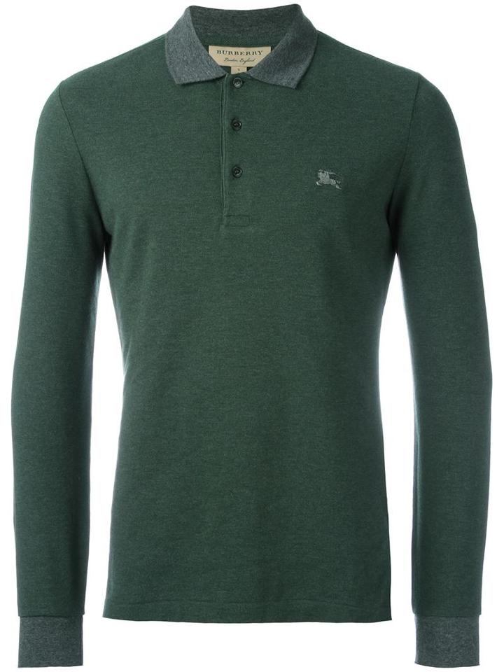 Burberry Logo Embroidered Polo Shirt, Men's, Size: Medium, Green, Cotton/metal