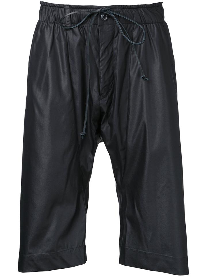 Kazuyuki Kumagai Slouch Shorts, Men's, Size: 1, Black, Rayon/polyester