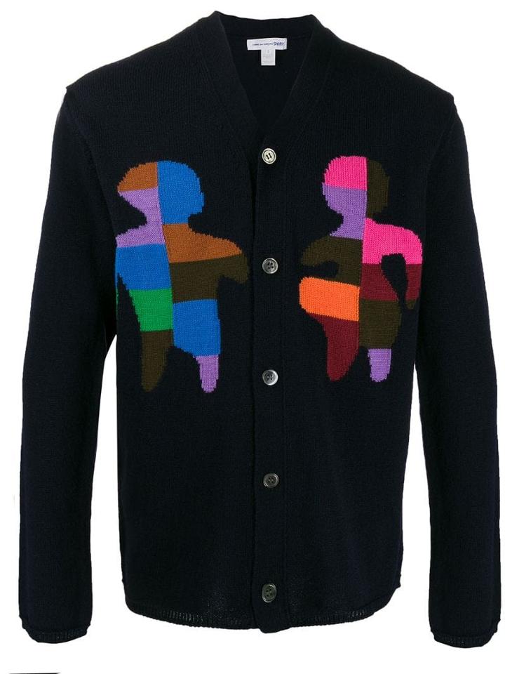 Comme Des Garçons Shirt Knit Logo Cardigan - Blue