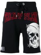 Philipp Plein Skull Print Shorts, Men's, Size: Medium, Black, Cotton