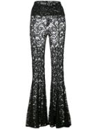 Norma Kamali - Flared Lace Trousers - Women - Nylon/spandex/elastane - S, Black, Nylon/spandex/elastane