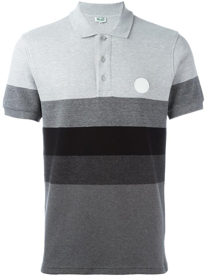 Kenzo Striped Polo Shirt, Men's, Size: Medium, Grey, Cotton