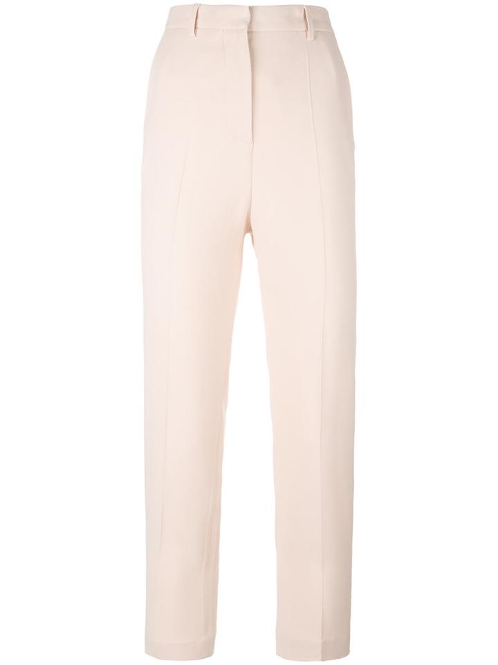 Rochas Tapered Cropped Trousers, Women's, Size: 42, Nude/neutrals, Cotton/acetate/spent Grain Wax/silk