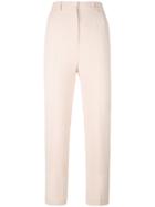 Rochas Tapered Cropped Trousers, Women's, Size: 42, Nude/neutrals, Cotton/acetate/spent Grain Wax/silk
