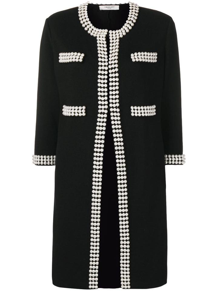 Charlott Faux-pearl Embellished Cardigan - Black