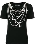 Boutique Moschino T-shirt With Pearl Necklace Print - Black