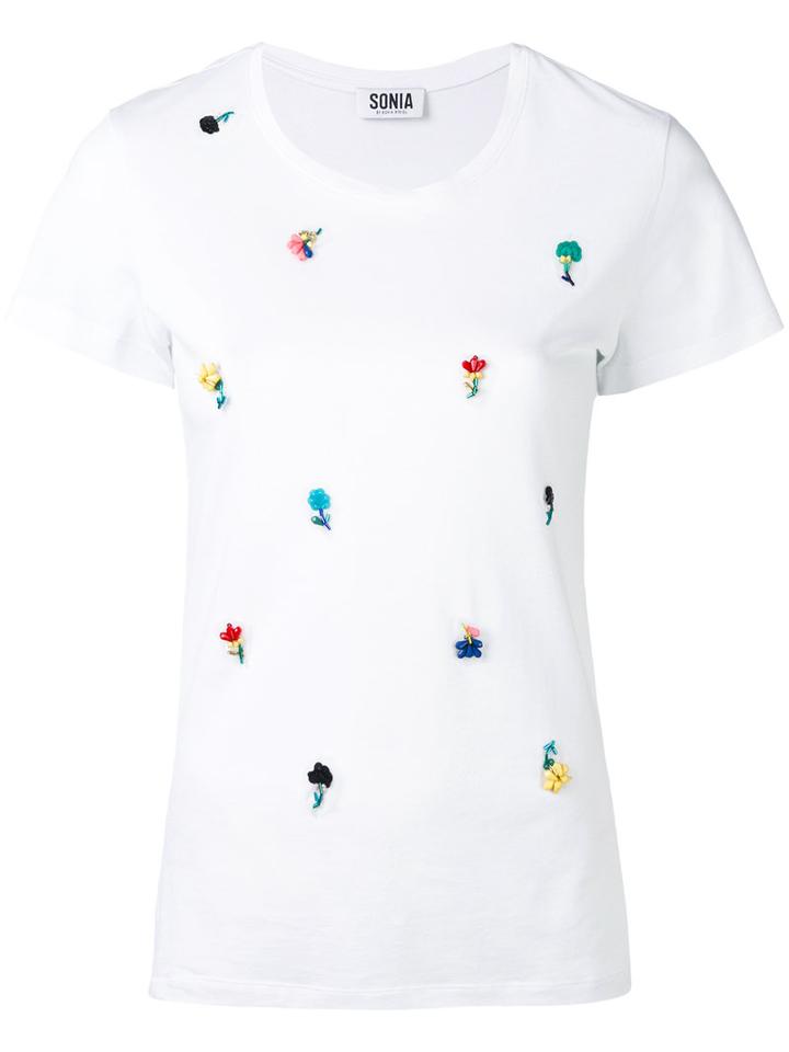 Sonia By Sonia Rykiel - Embroidered T-shirt - Women - Cotton/acrylic/modal - S, White, Cotton/acrylic/modal
