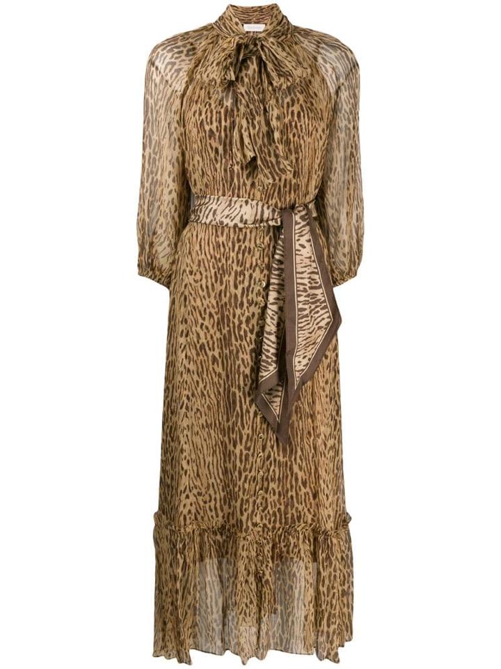 Zimmermann Espionage Neck Tie Dress - Neutrals