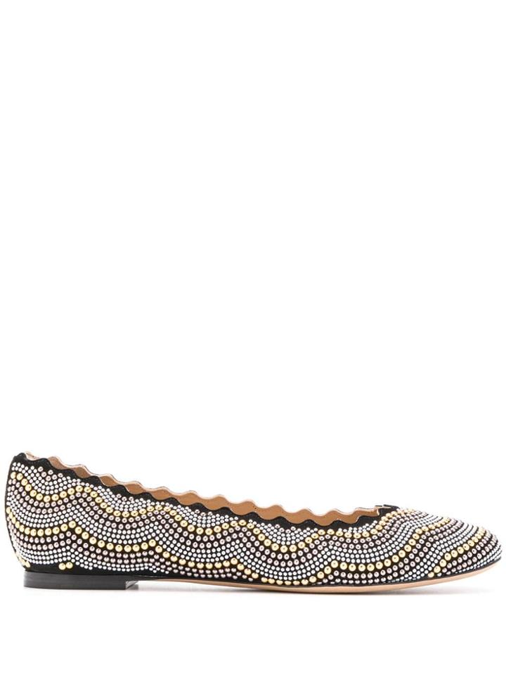 Chloé Embellished Ballerina Flats - Black