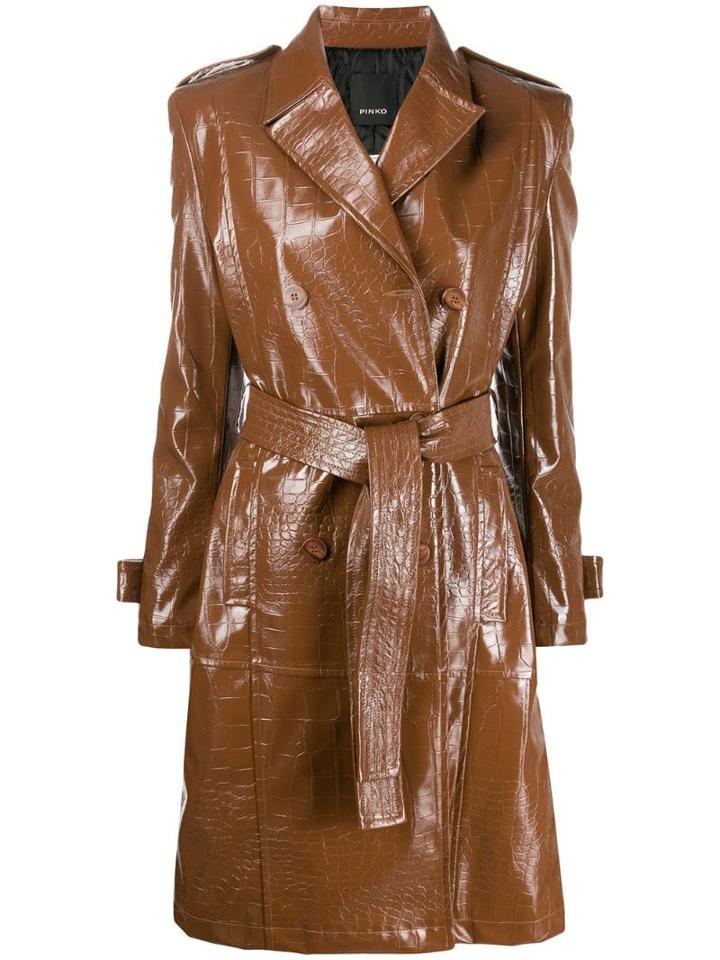 Pinko Patent Trench Coat - Brown