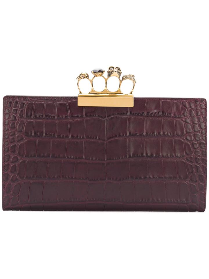 Alexander Mcqueen Skull Four Ring Flat Pouch - Brown