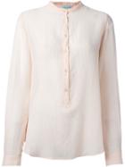 Forte Forte Band Collar Buttoned Blouse, Women's, Size: Ii, Pink/purple, Cotton/silk