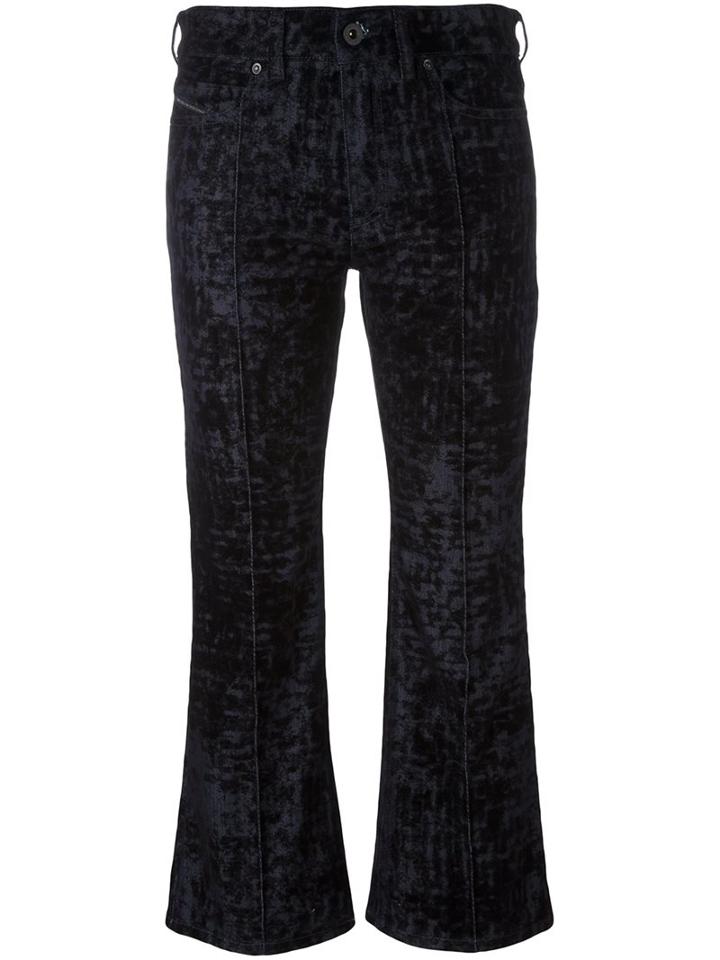 Diesel Black Gold Cropped Bootcut Jeans, Women's, Size: 29, Blue, Cotton/polyester/spandex/elastane