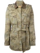 Fay Camouflage Pattern Trenchcoat, Women's, Size: Xl, Green, Cotton/polyester/polyurethane/acrylic