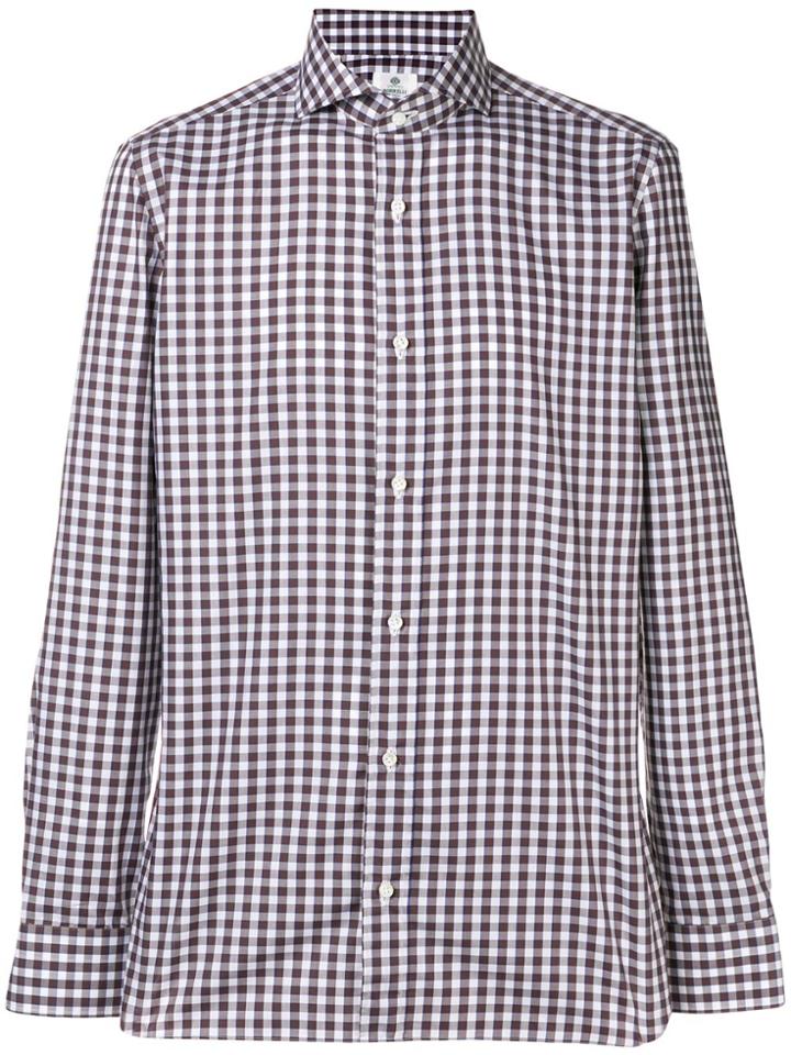 Borrelli Gingham Cutaway Collar Shirt - Brown