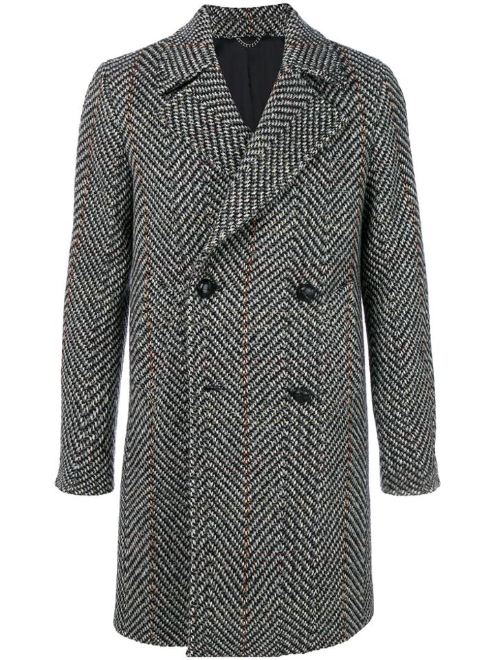 Doppiaa Double-breasted Tweed Coat - Grey