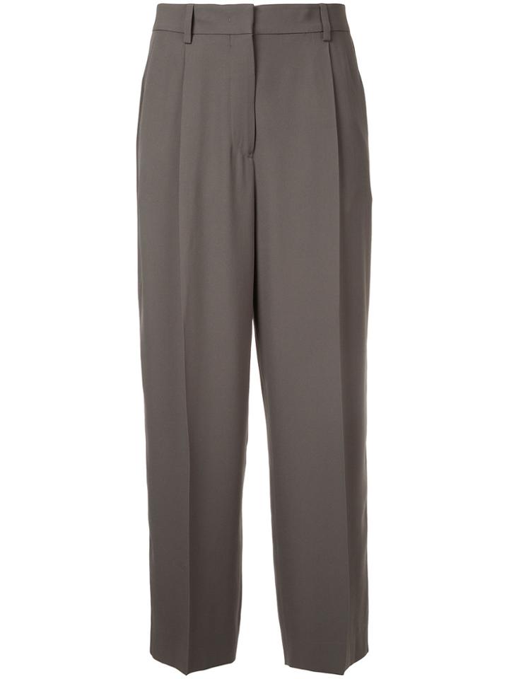Jil Sander Cropped Pleat Trousers - Grey