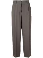 Jil Sander Cropped Pleat Trousers - Grey