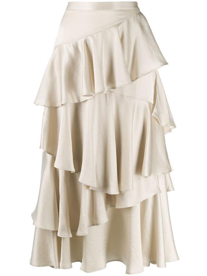 Alexa Chung Layered Midi Skirt - Neutrals