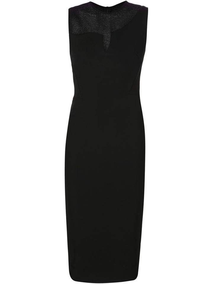 Victoria Beckham Sheer Panel Fitted Dress, Women's, Size: 12, Black, Viscose/polyamide/spandex/elastane/silk