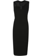 Victoria Beckham Sheer Panel Fitted Dress, Women's, Size: 12, Black, Viscose/polyamide/spandex/elastane/silk